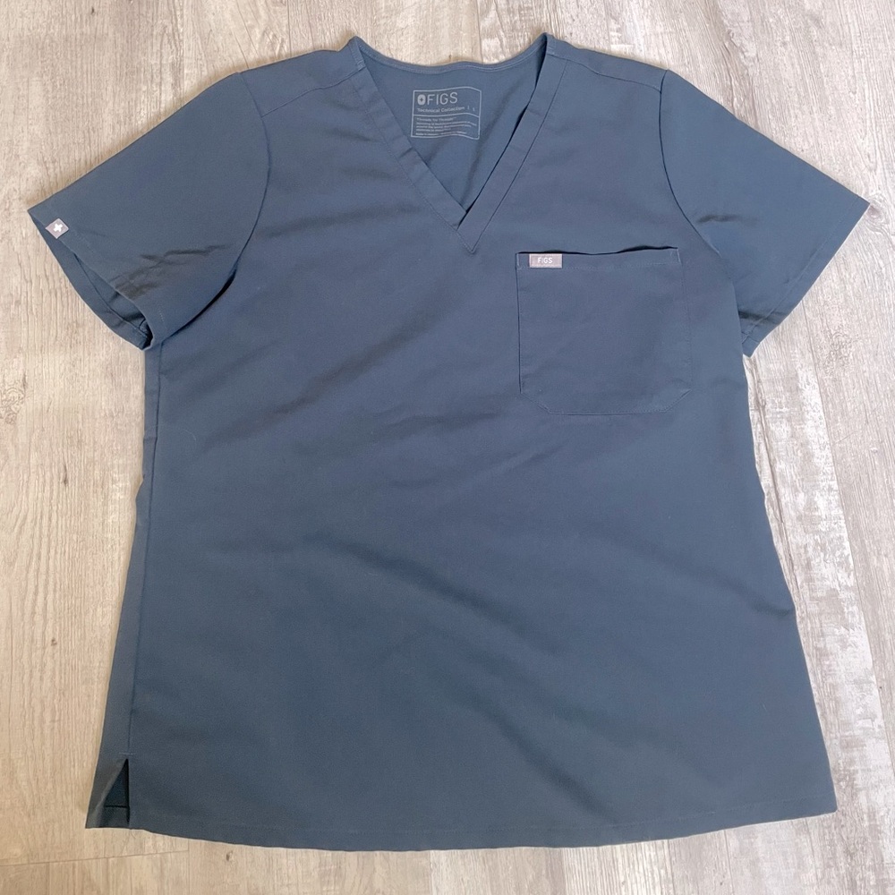 Figs Technical Collection Navy Blue Scrub Top Size Large